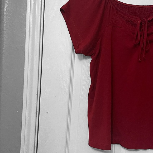 Almost Famous Red Tie Front Relaxed Blouse - Picture 6 of 12